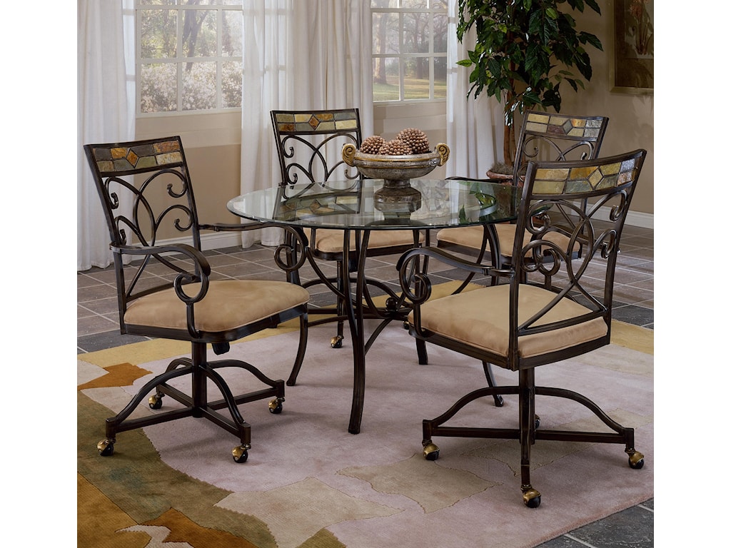 Hillsdale Pompei Slate Accented Dining Chair With Casters