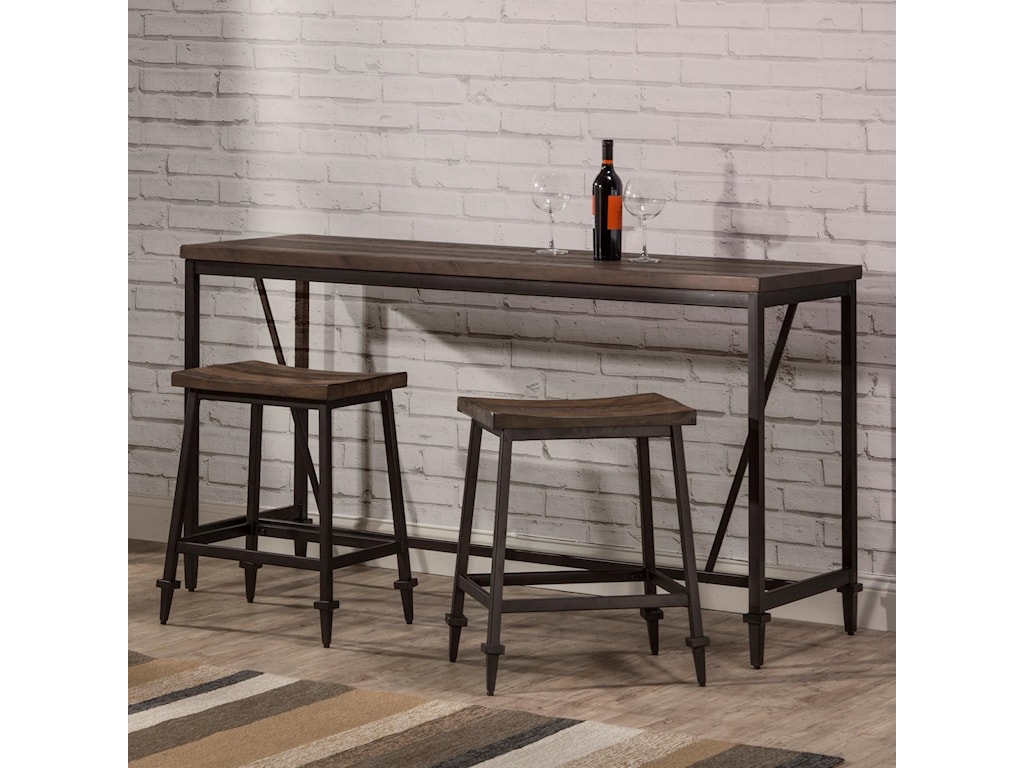 Hillsdale Trevino 3 Piece Industrial Style Counter Height Bar Set