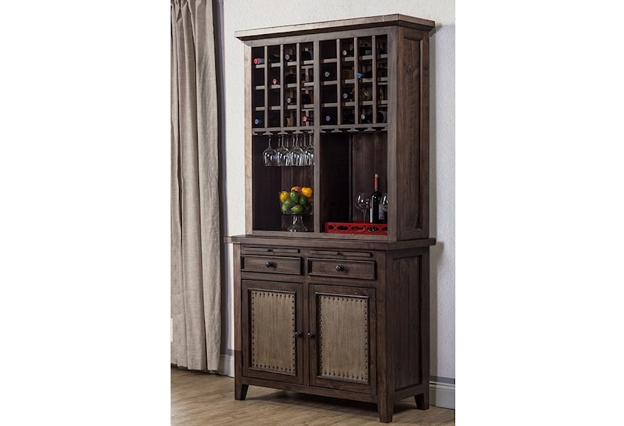 Hillsdale Tuscan Retreat Rustic Buffet And Hutch With Wine Glass