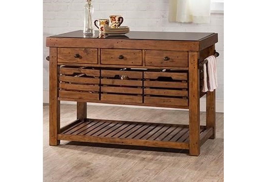 Hillsdale Tuscan Retreat Rustic Kitchen Island With Casters And Adj Shelf Lindy S Furniture Company Kitchen Islands