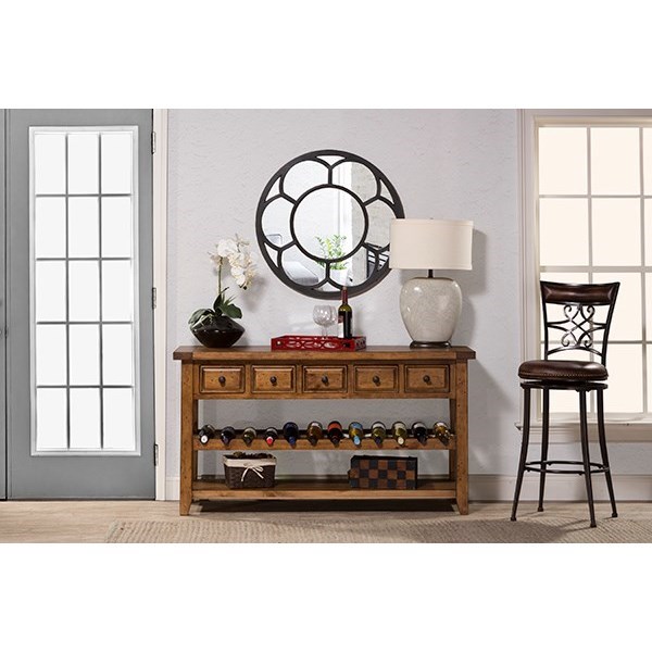 Hillsdale Tuscan Retreat Wine Rack Hall Table With Five Drawers