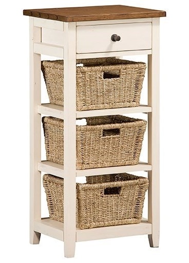 Hilale White Accent Table With 3 Baskets And Drawer Crowley Hilale Whiteaccent Table