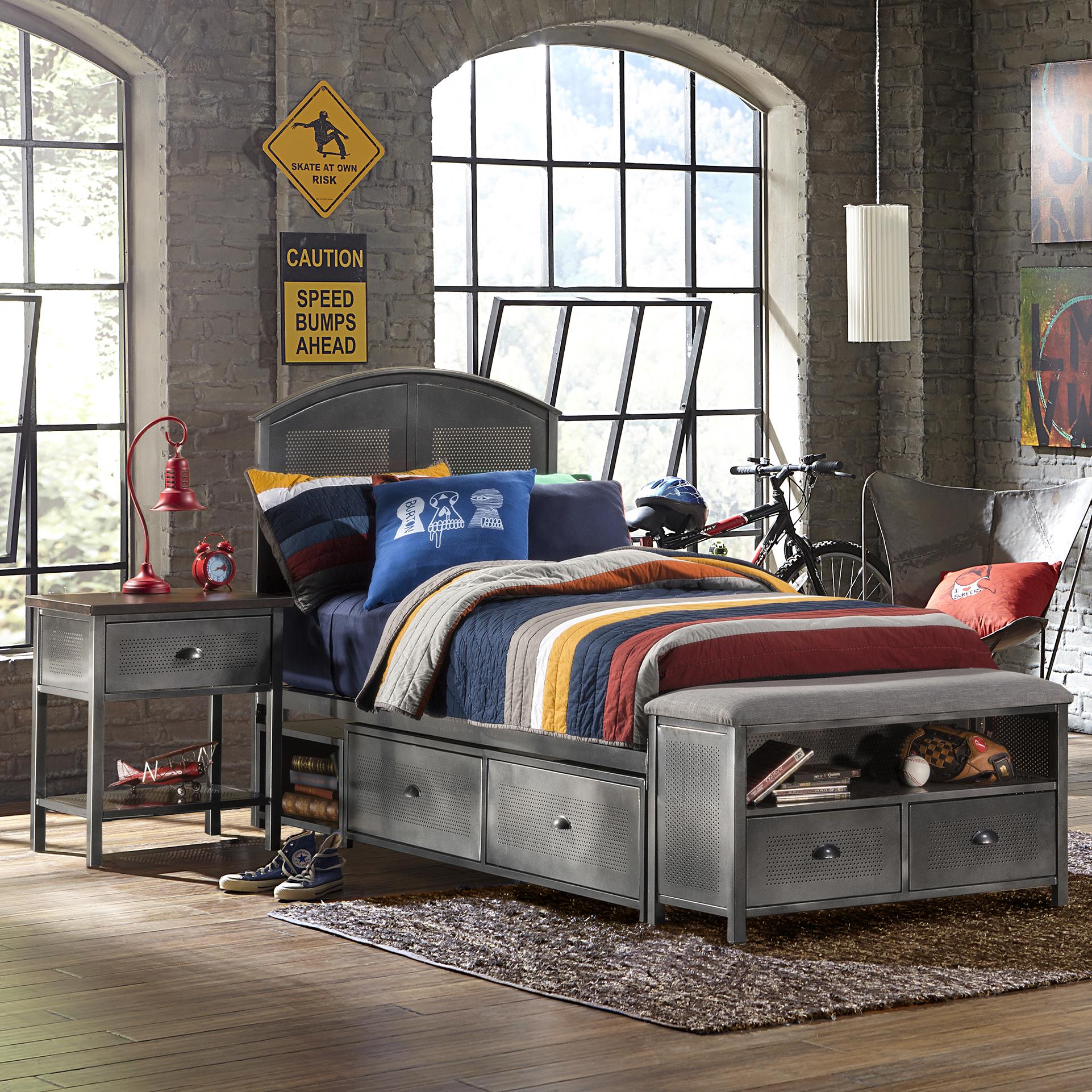 Hillsdale Urban Quarters 1265btwsb Contemporary Twin Storage Bed Set With Footboard Bench Corner Furniture Panel Beds