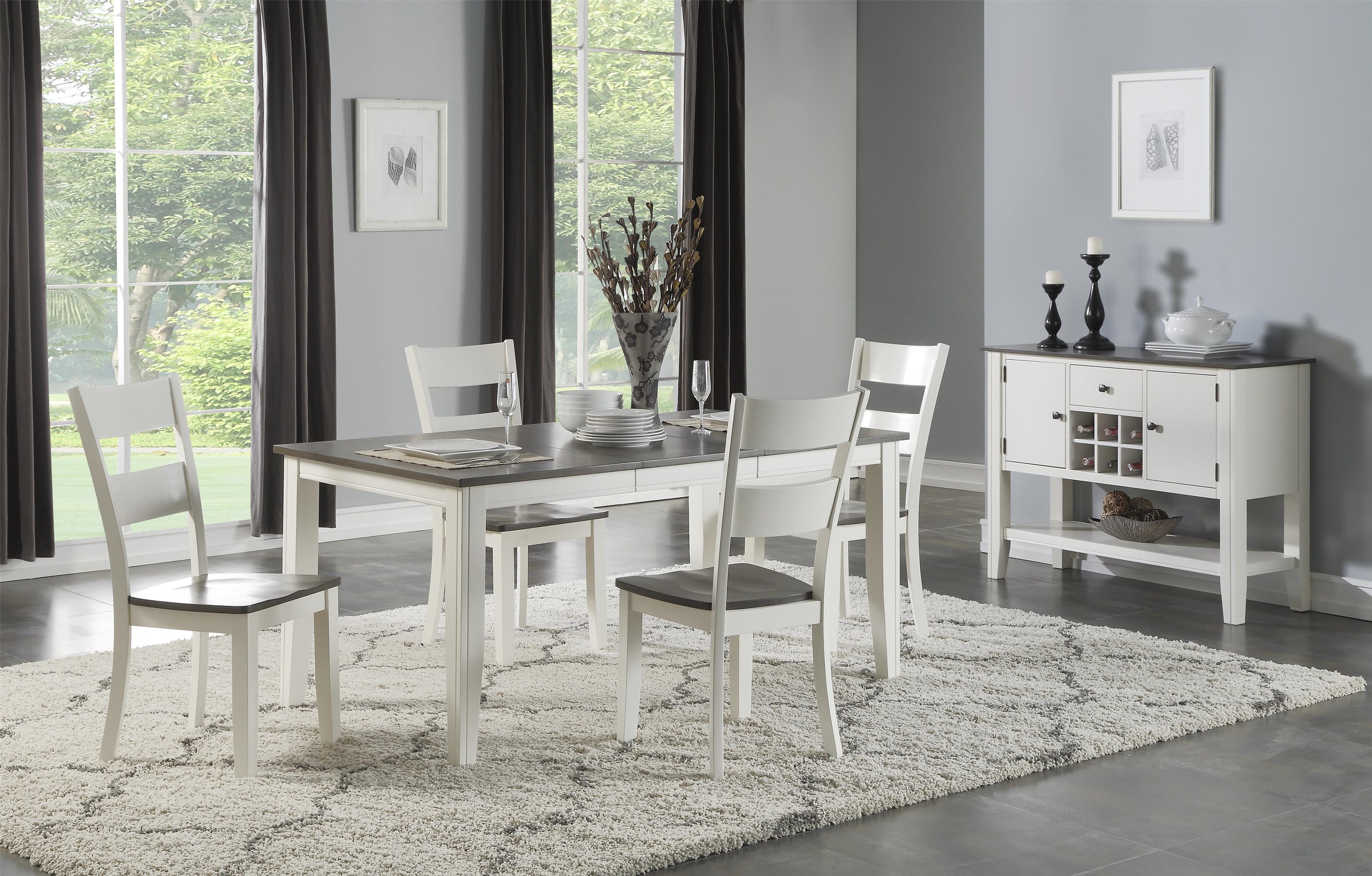 Carey White Table 4 Chairs Walker S Furniture Dining 5 Piece