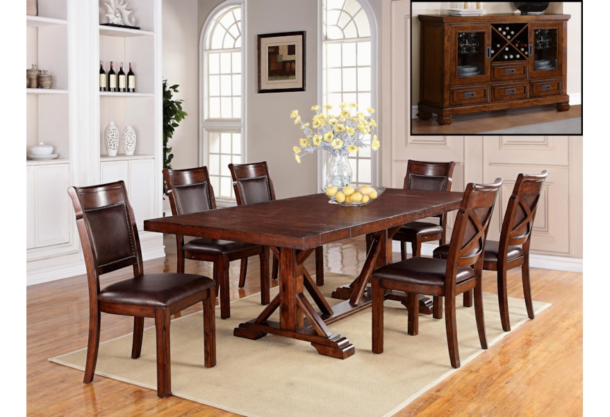 Hh Cascade Trestle Table 6 Chairs Walker S Furniture Dining 7 Or More Piece Sets