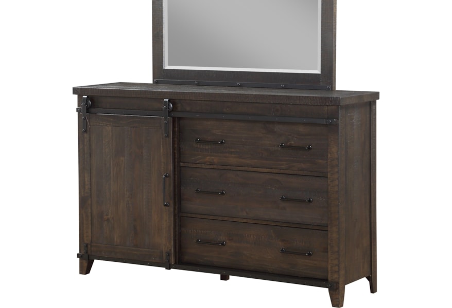 Durango Drawer Dresser With Barn Door Hardware Soft Closing