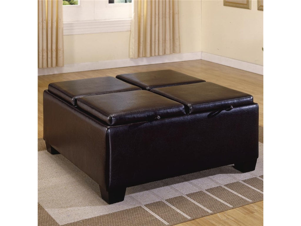 Homelegance 458-459PVC Ottoman with 4 Storage/Covers