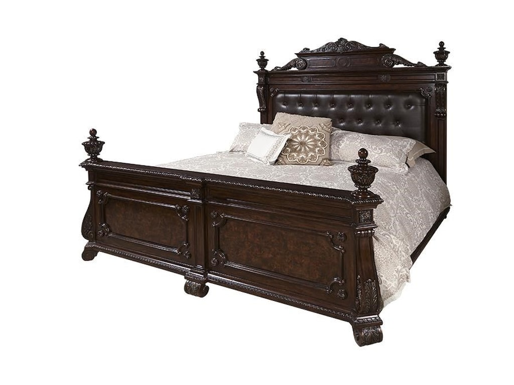 Home Insights Vintage Genevieve Upholstered King Bed Royal Furniture Panel Beds