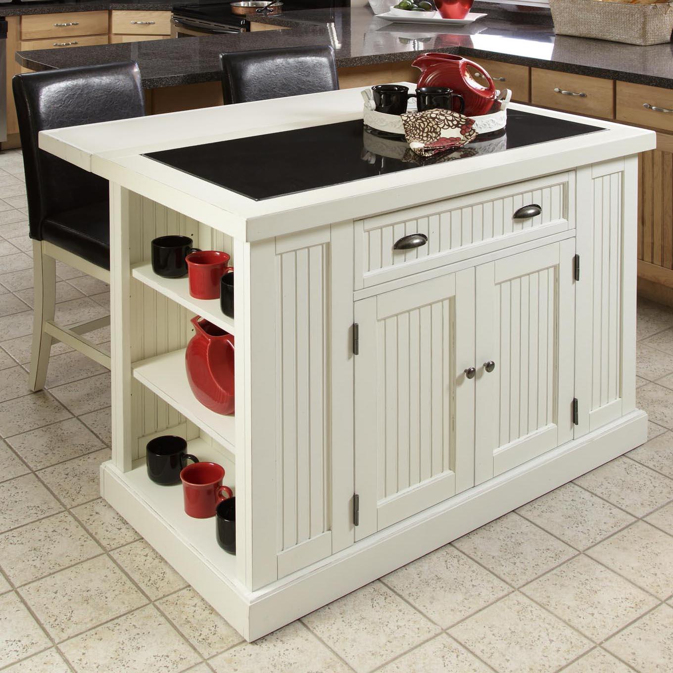 Home Styles Nantucket Three Piece Kitchen Island And Vinyl Stool