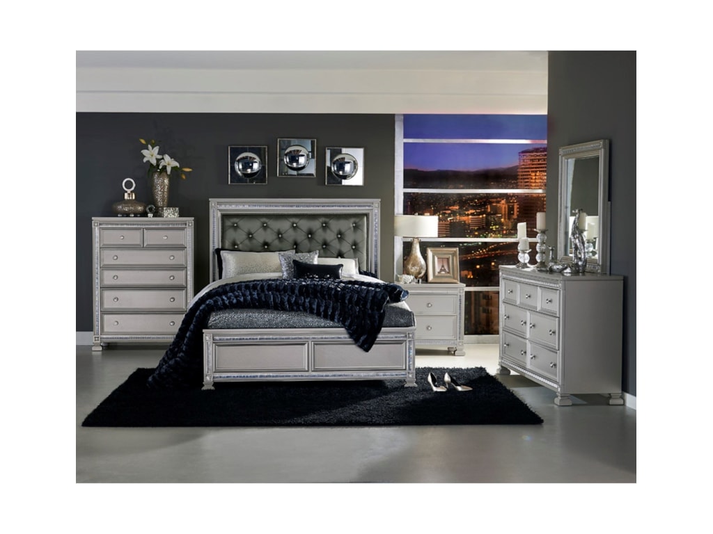Homelegance 1958Glam Cal King Headboard and Footboard Bed