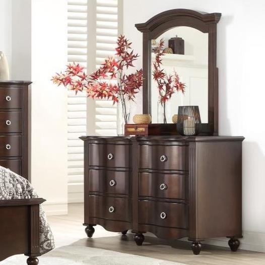 Homelegance 2058c Traditional 6 Drawer Dresser And Mirror Set