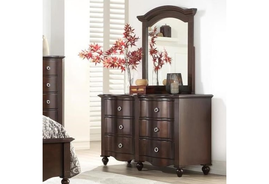 Homelegance 2058c Traditional 6 Drawer Dresser And Mirror Set