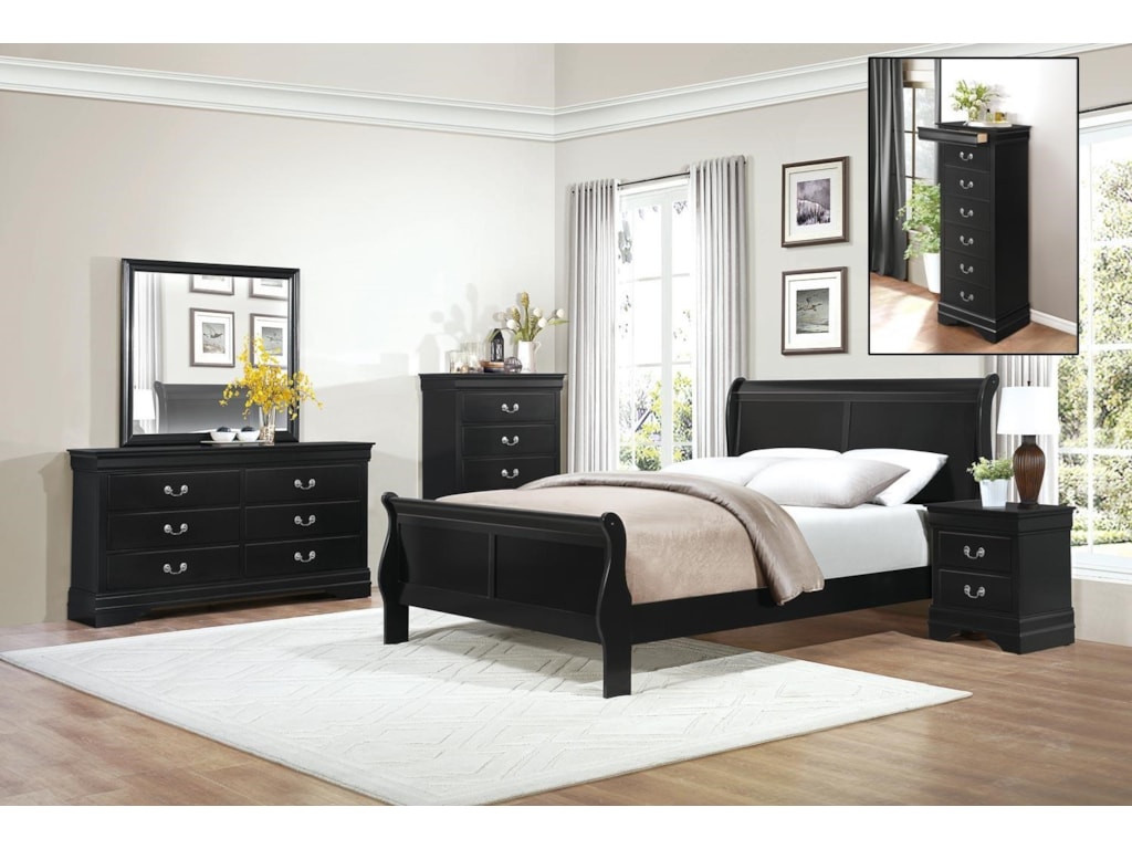 Homelegance MayvilleFull Black Bedroom Group