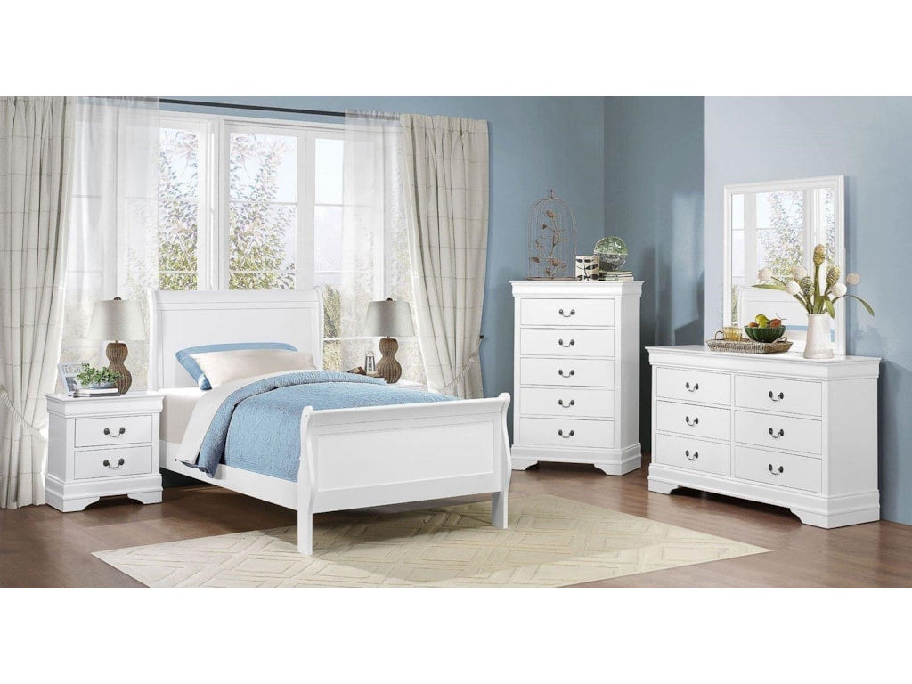 Homelegance Mayville Grp 2147 White Fullset Full Bed Dresser Homelegance Mayville Full White Bed Dresser Mirror Nightstand