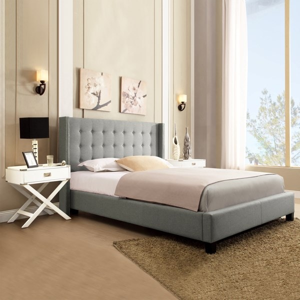 Homelegance 315B GreyQueen Upholstered Wingback Headboard