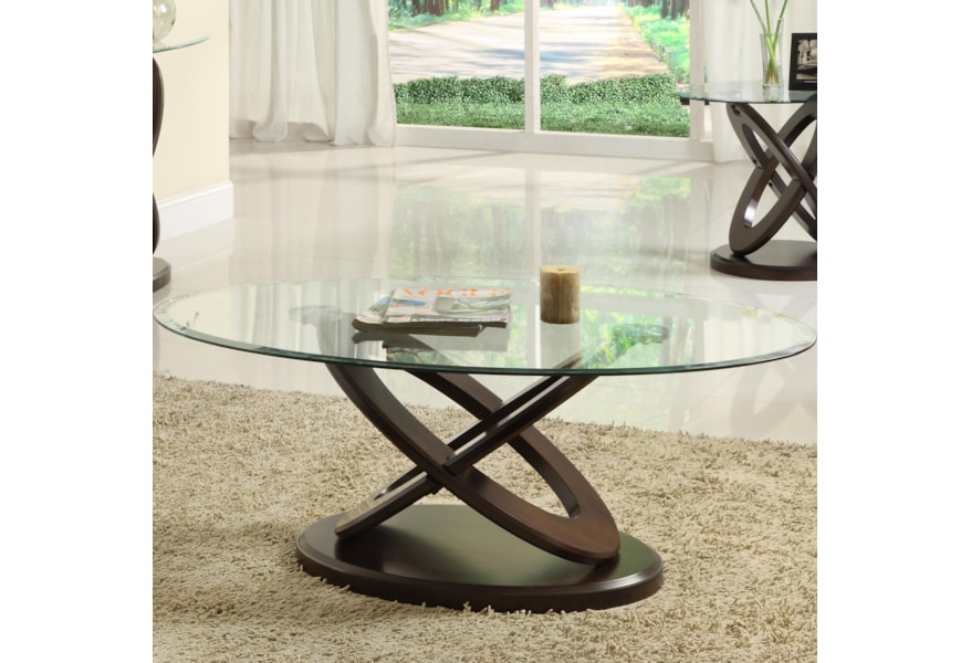 Homelegance 3401w Oval Cocktail Table With Glass Top Value City Furniture Cocktail Or Coffee Table
