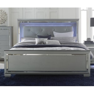 Homelegance 1916sv 505 12518 3 Glam Queen Panel Bed With Upholstered Led Light Headboard Furniture Fair North Carolina Panel Beds