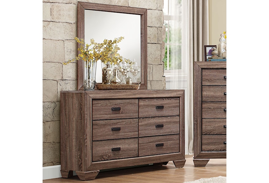 Homelegance Beechnut Contemporary 6 Drawer Dresser And Mirror With