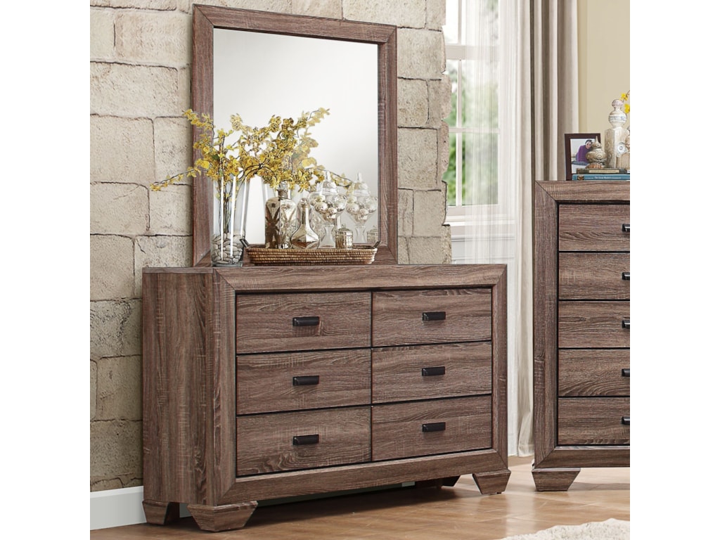 Homelegance Beechnut Contemporary 6 Drawer Dresser And Mirror With