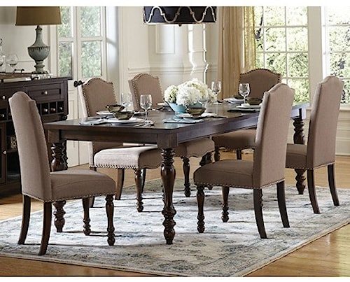 Homelegance Benwick Traditional Table And Upholstered Chair Set With Homelegance Benwick Traditional Table And Upholstered Chair Set With Nailhead Trim On Chairs