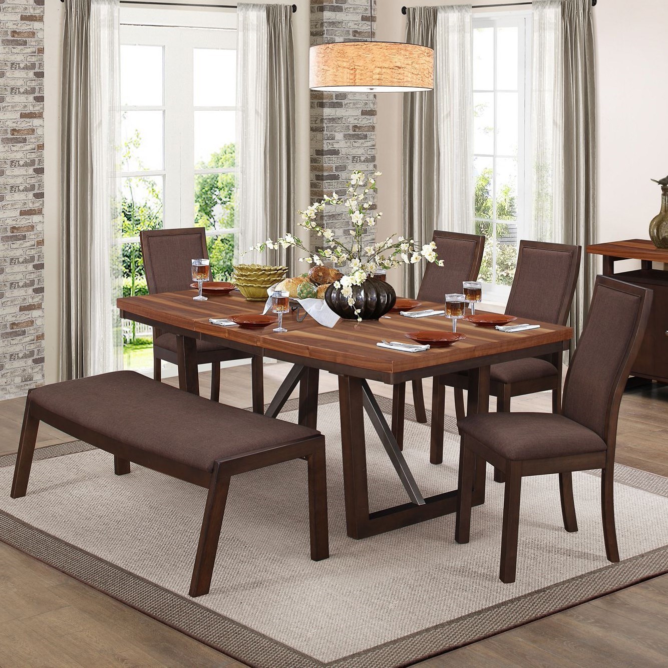 Homelegance Compson Contemporary Table And Chair Set With Bench