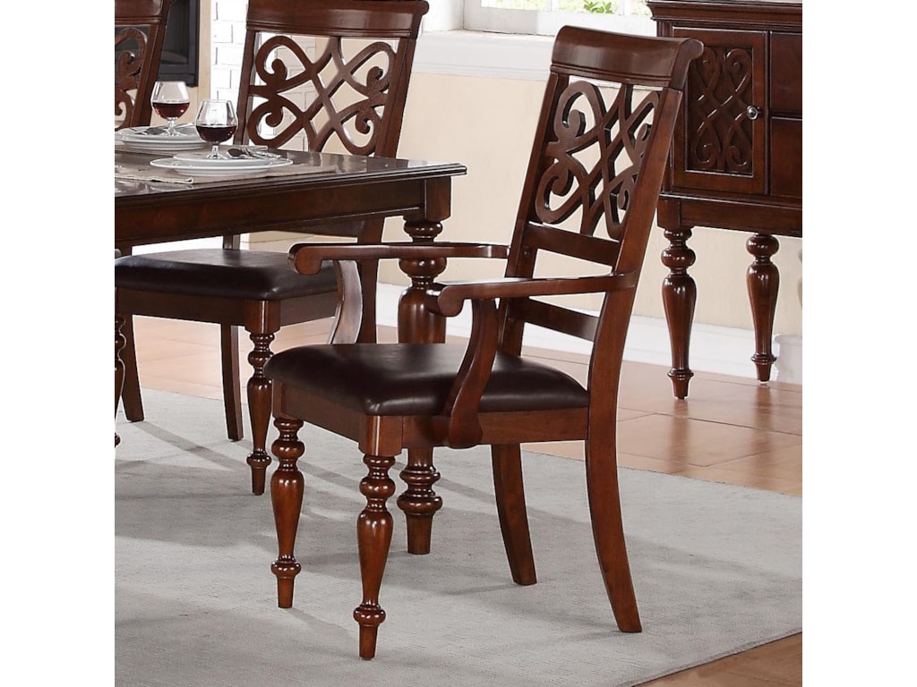 Homelegance Creswell Traditional Dining Arm Chair With Turned Legs Dining Arm Chair With Turned Legs