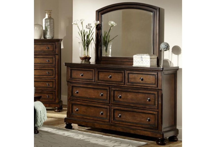 Homelegance Cumberland Transitional 7 Drawer Dresser And Framed