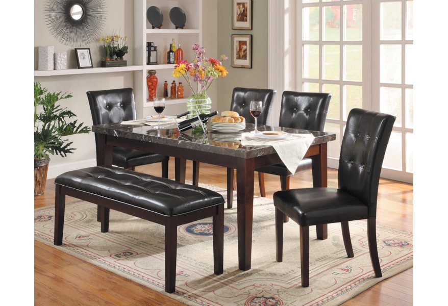 Homelegance Decatur 6 Piece Dining Set With Marble Tabletop And