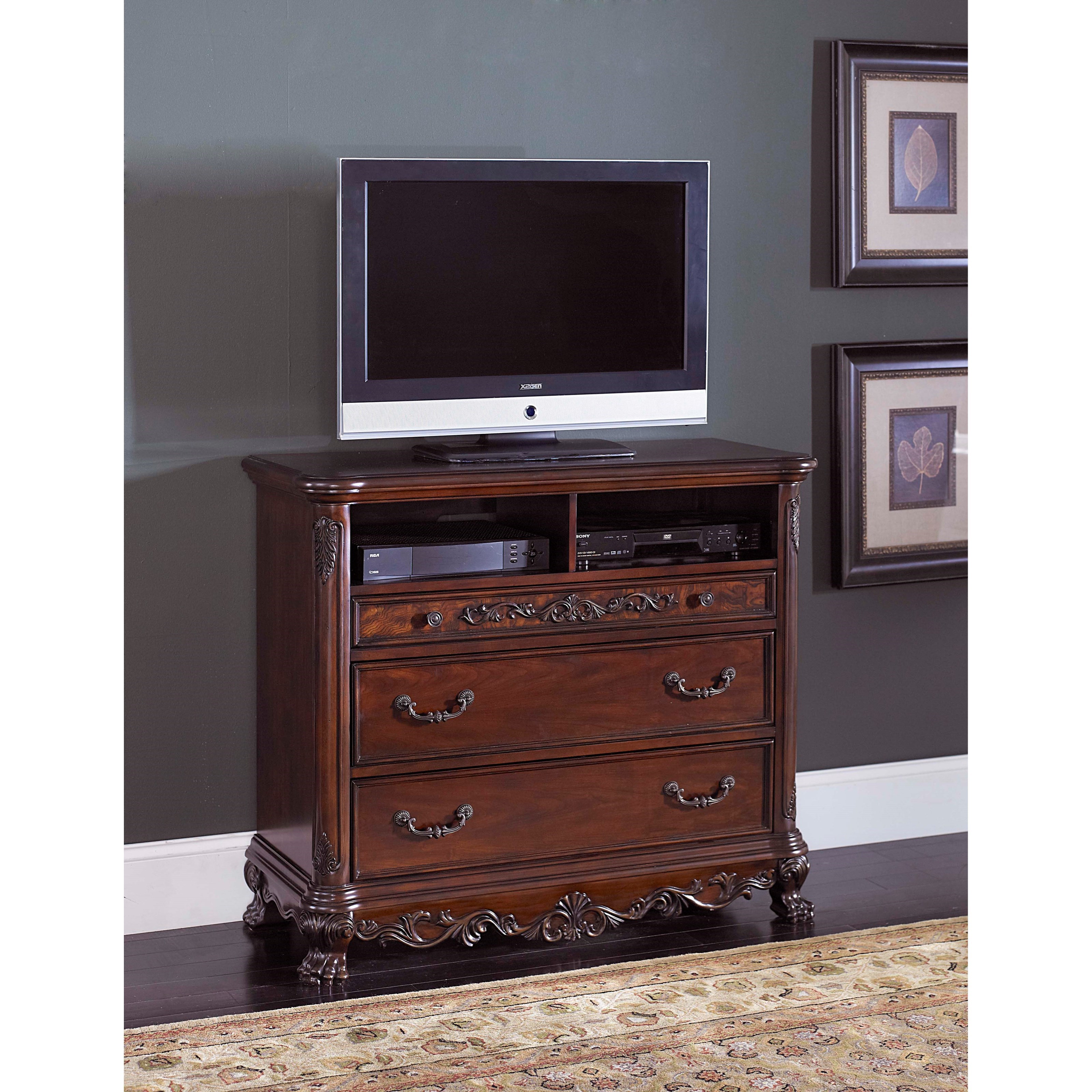 Homelegance Deryn Park Traditional Media Chest With Open Media