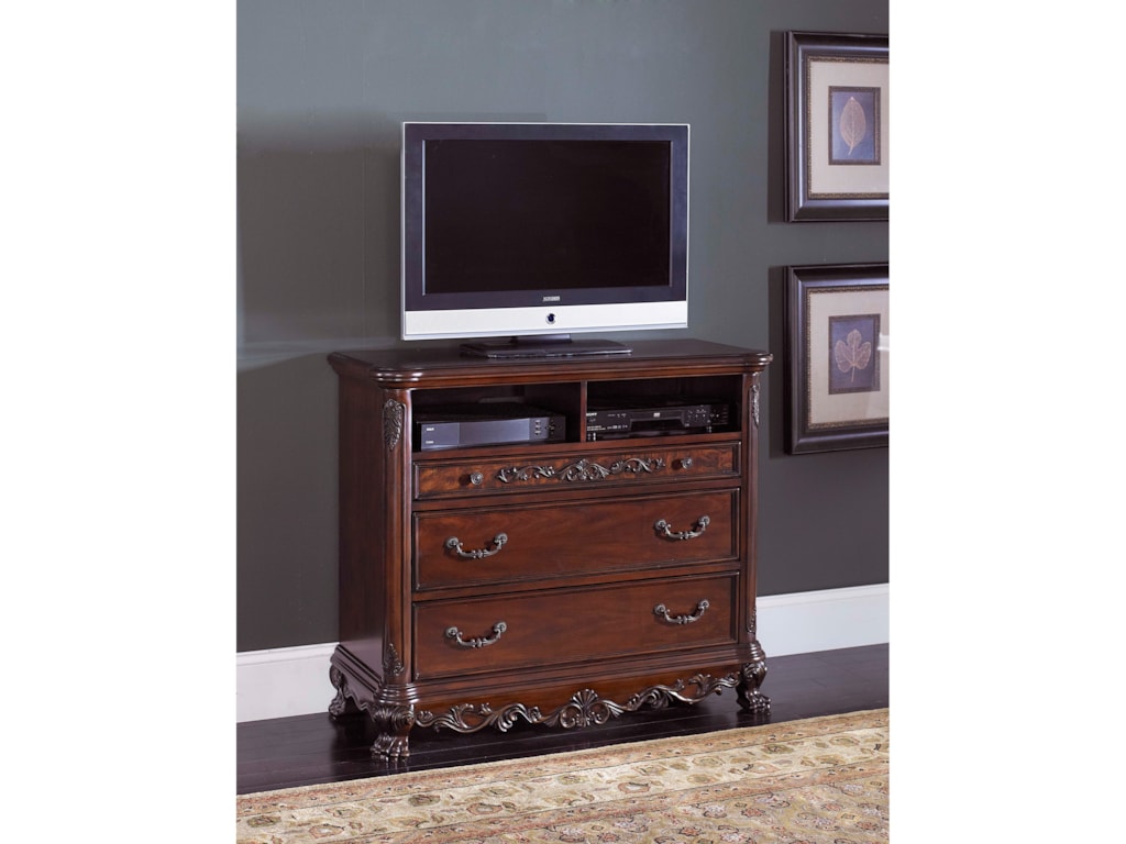 Homelegance Deryn Park Traditional Media Chest With Open Media