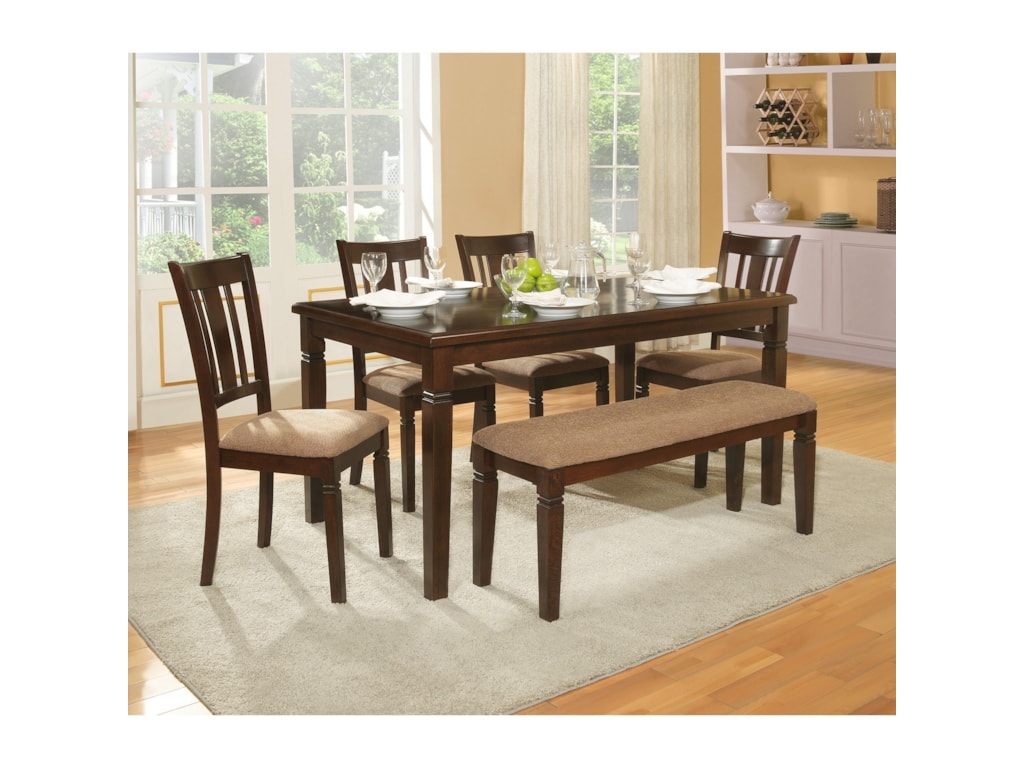 Homelegance Devlin Transitional Table And Chair Set With Bench And