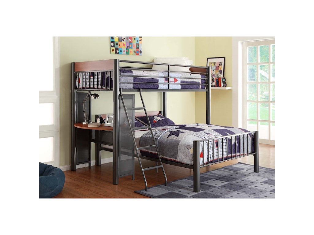 Homelegance Division Contemporary Twin Over Full Loft Bed W Desk