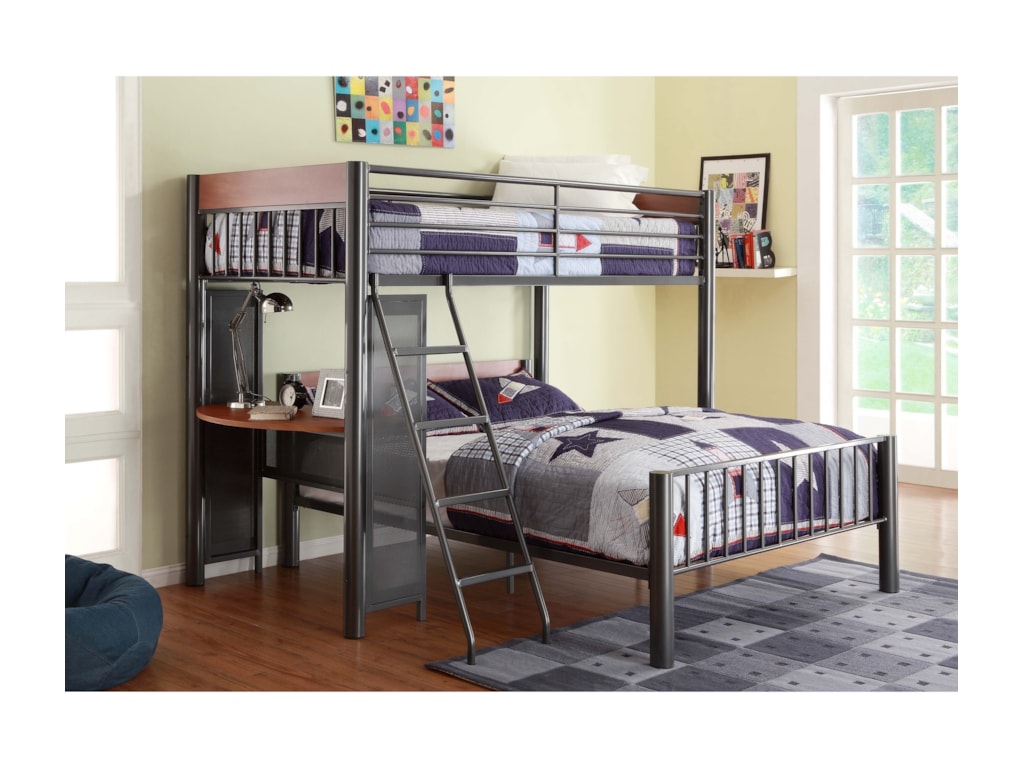 Homelegance Division Contemporary Twin Over Full Loft Bed W Desk