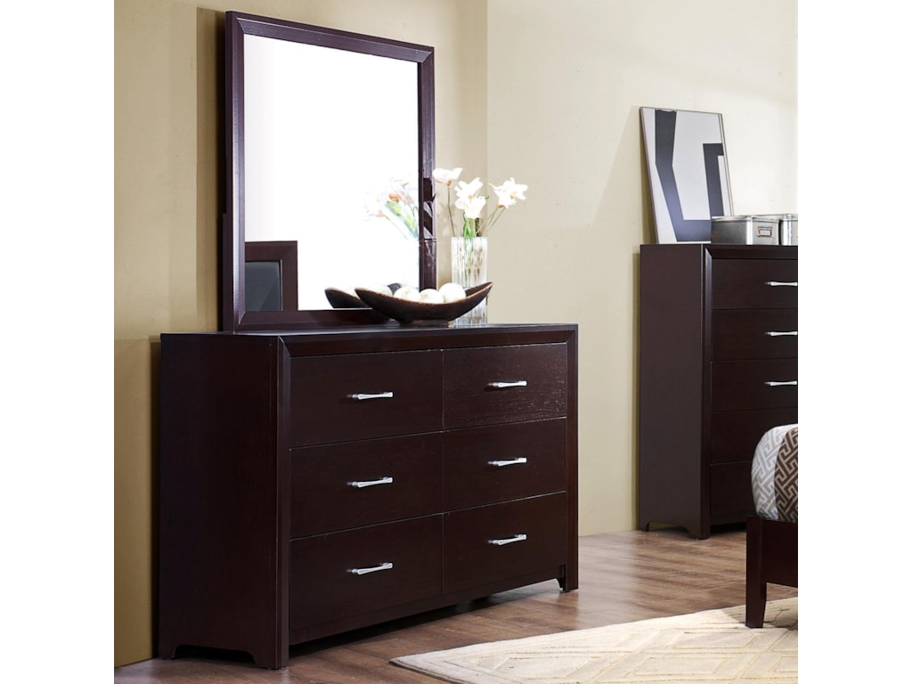 Homelegance Edina Contemporary 6 Drawer Dresser And Mirror Value