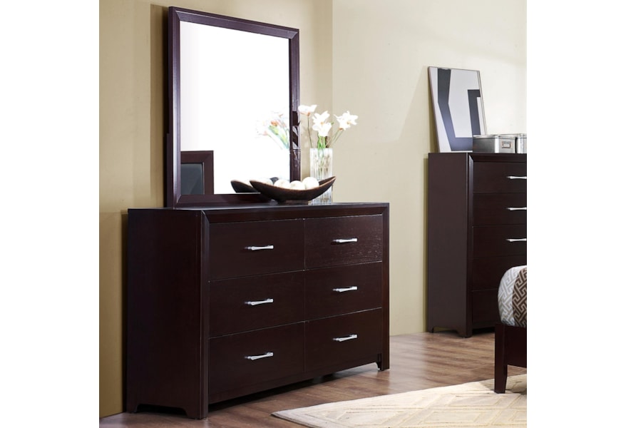 Homelegance Edina Contemporary 6 Drawer Dresser And Mirror Value