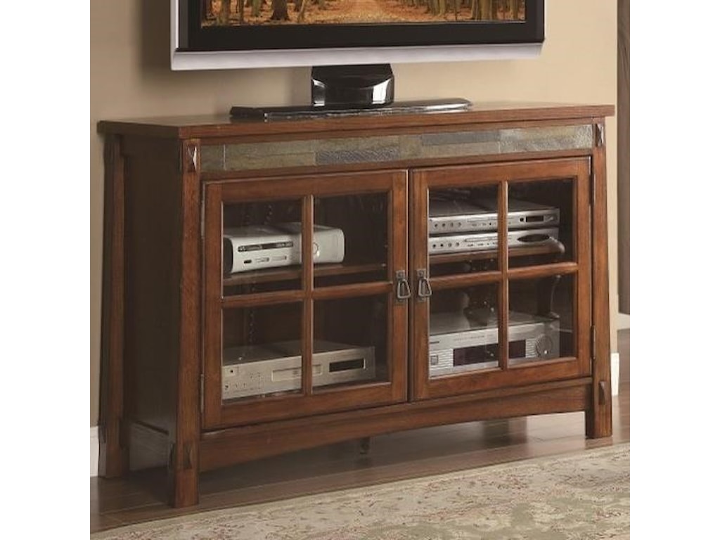Homelegance Falls Tv Stand With Slate Insert And Glass Doors A1
