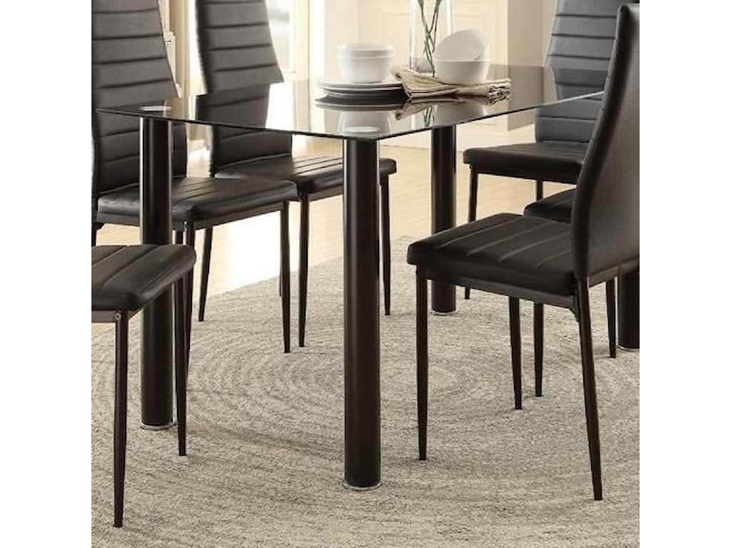 Homelegance Florian Contemporary Dining Table With Black Glass Top