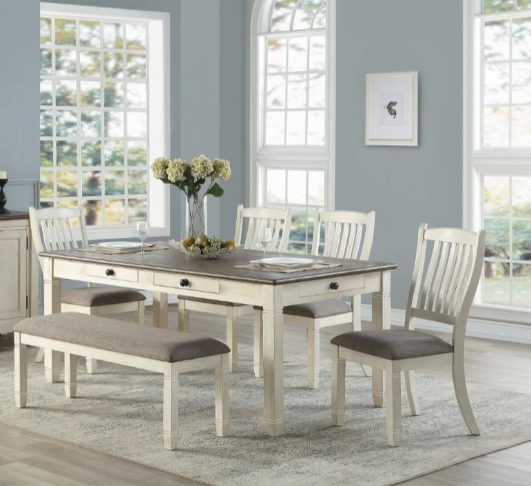 Homelegance Granby 6 Piece Antique White Dining Group 1 Dream