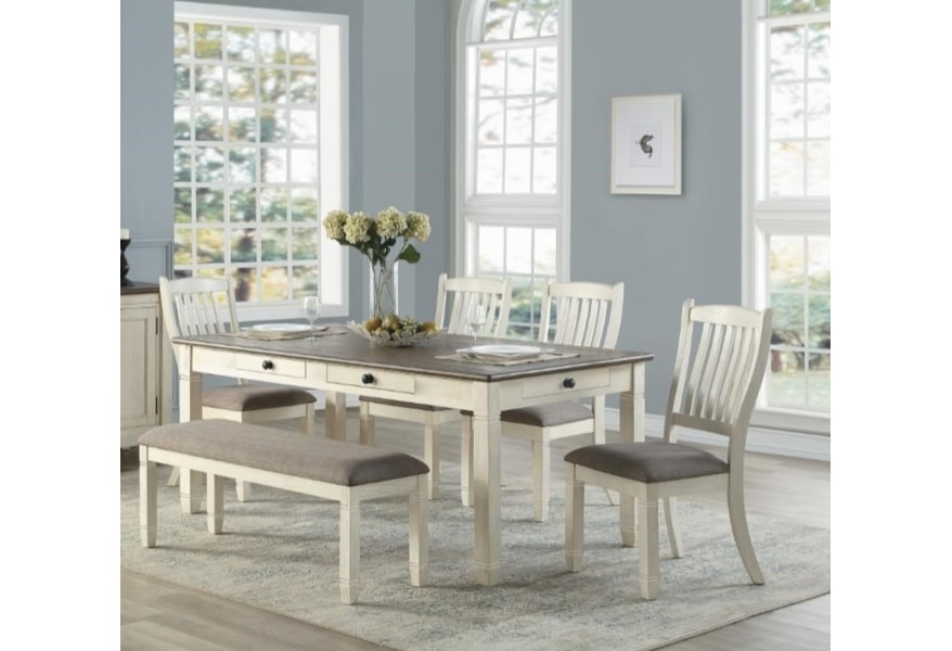 Homelegance Granby 6 Piece Antique White Dining Group 1 Dream