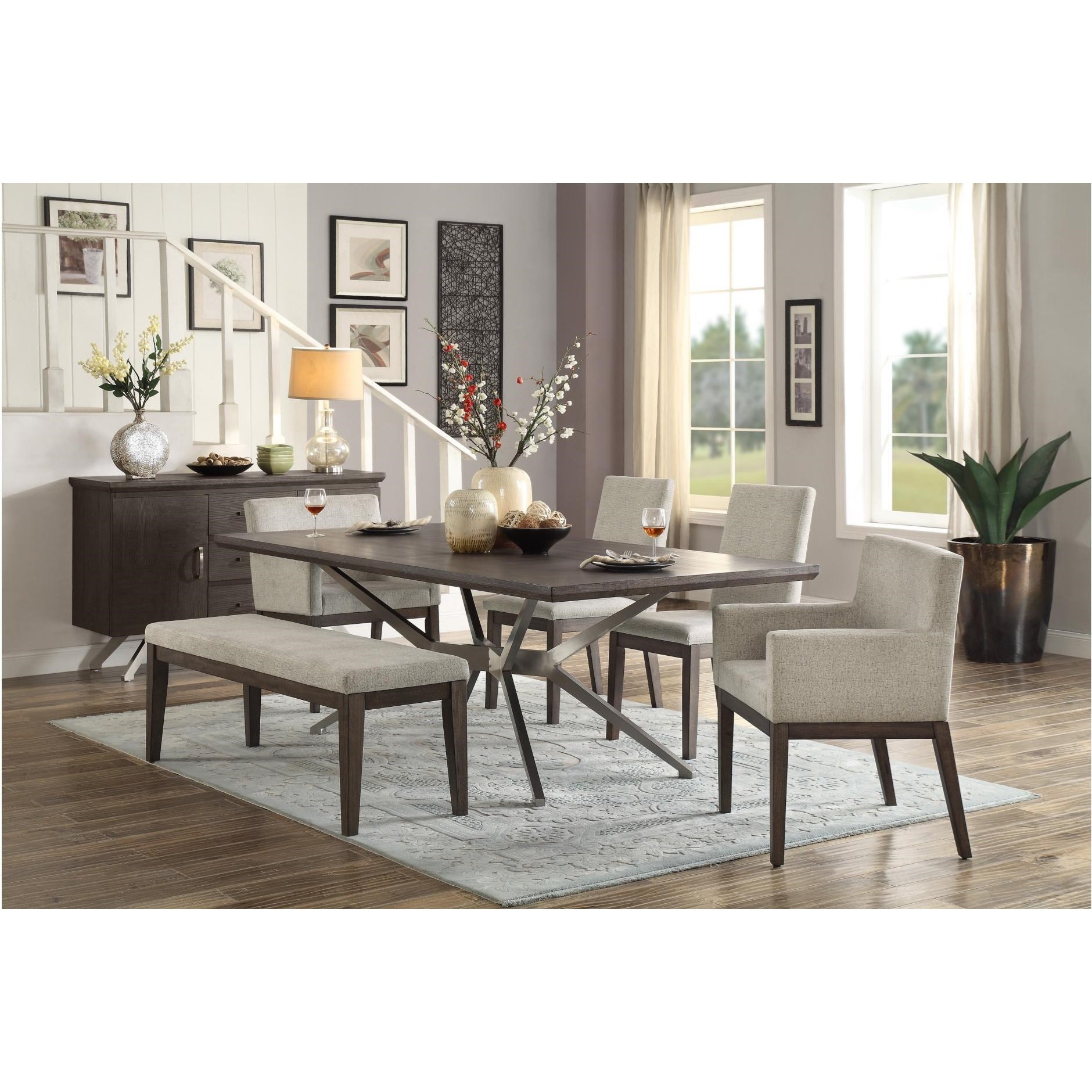 Homelegance Ibiza Mid Century Modern 6 Piece Dining Set With Bench