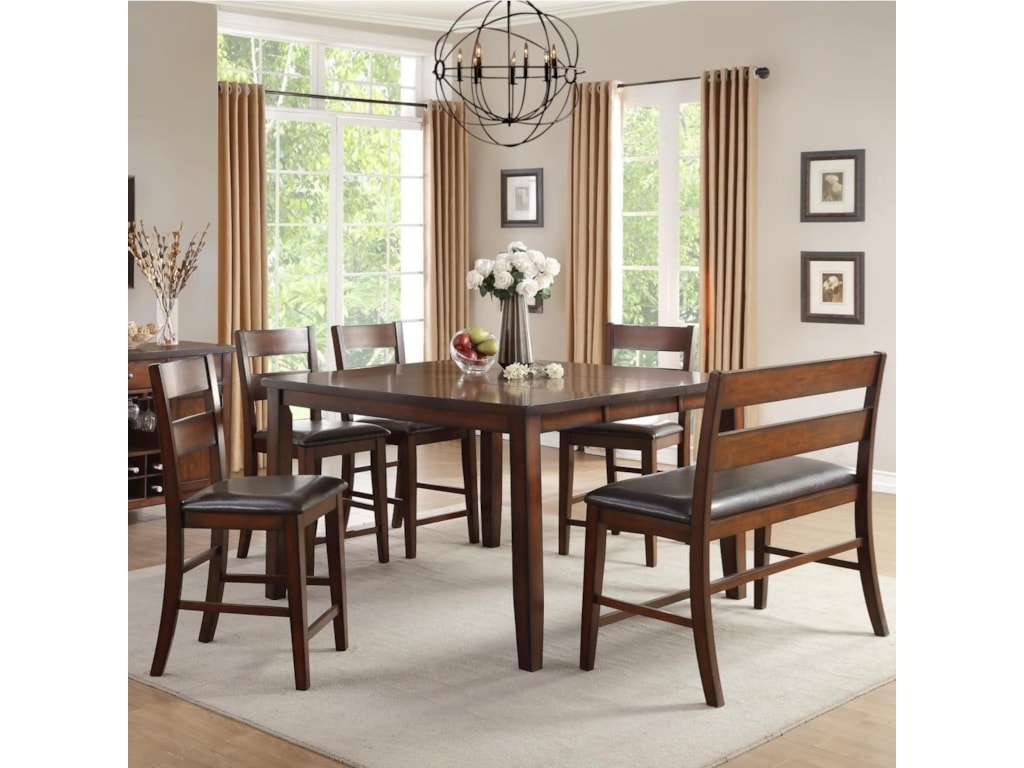 Homelegance Mantello Counter Height Table Chair Set With Bench