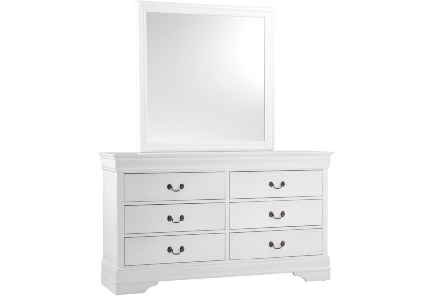 Homelegance Mayville Traditional Six Drawer Dresser And Mirror Set