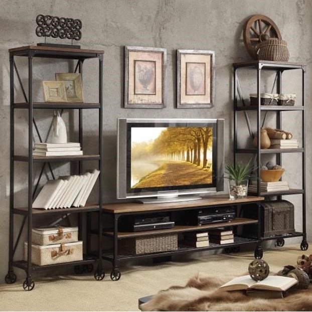 Homelegance Millwood Industrial Rustic Entertainment Unit With