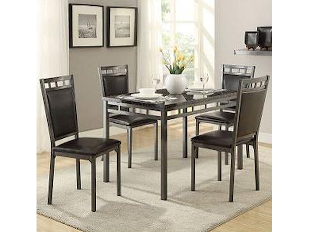 Homelegance Olney 5 Piece Metal Frame Dinette Set With Faux Marble