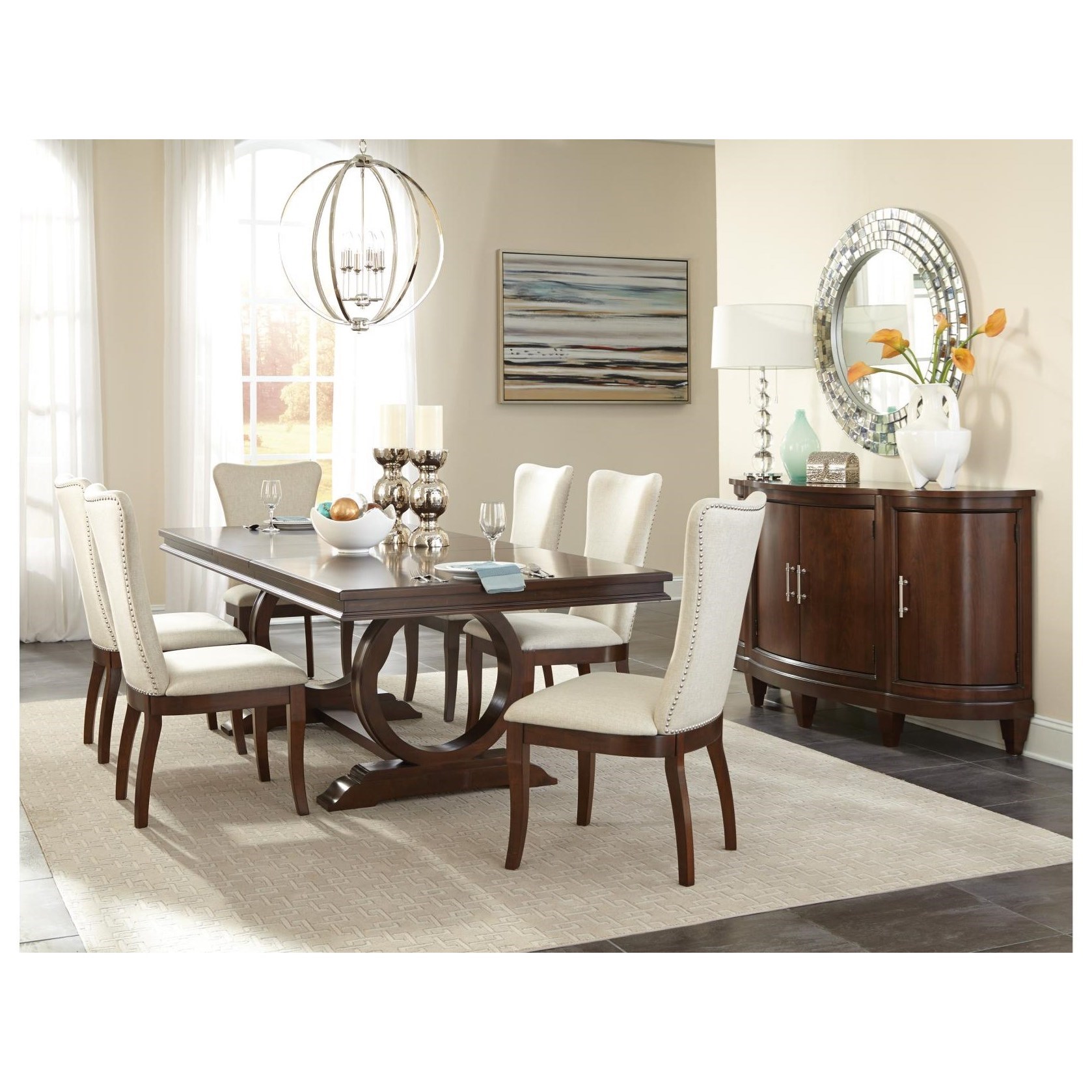 Homelegance Oratorio Transitional Dining Table With Pedestal Base Value City Furniture Dining Tables