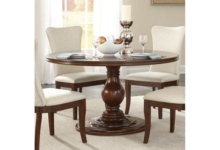 Homelegance Oratorio Transitional Round Dining Table With Pedestal Base Value City Furniture Kitchen Tables