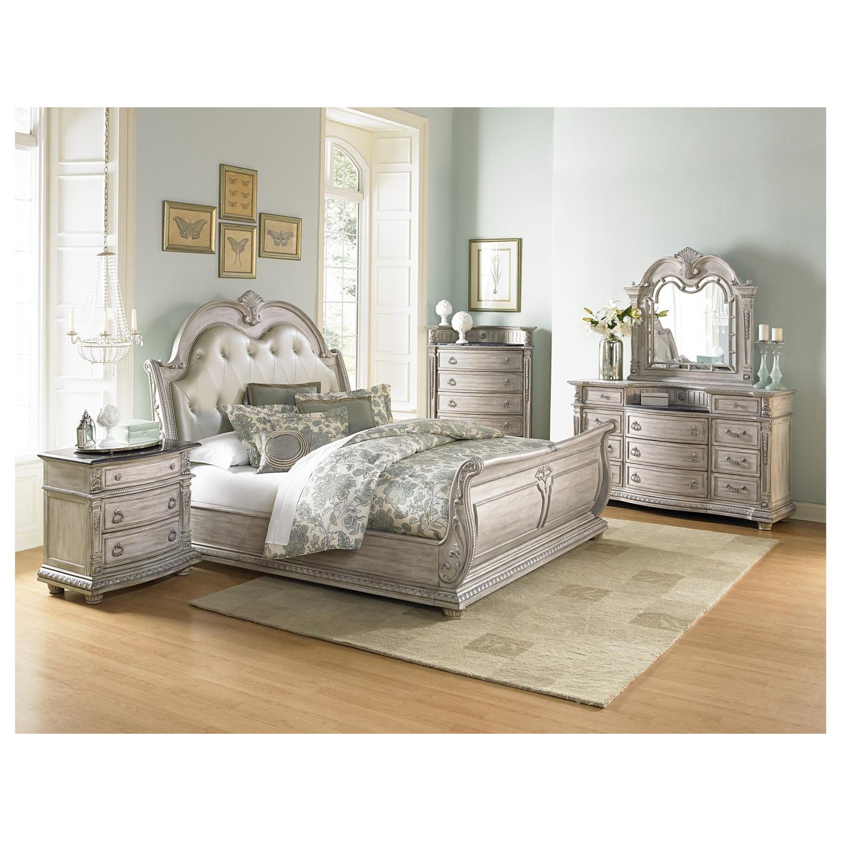 Homelegance Palace Ii Traditional King Sleigh Bed With Upholstered Headboard Simply Home By Lindy S Sleigh Beds