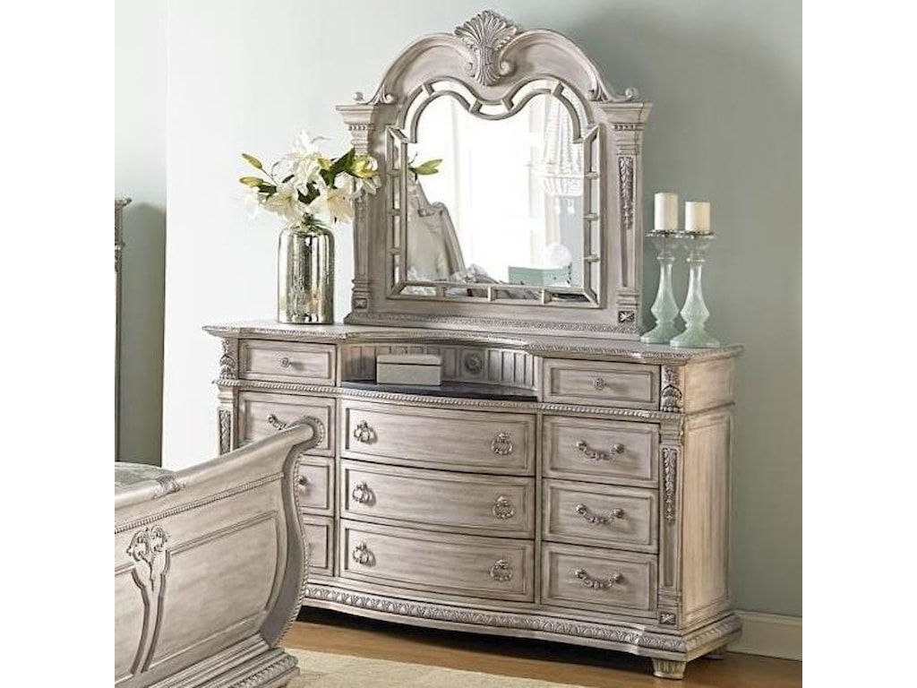 Homelegance Palace Ii Traditional Dresser And Mirror Set With