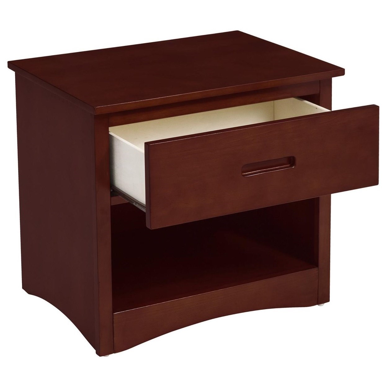 Cherry Casual Nightstand With Shelf Walker S Furniture Nightstands