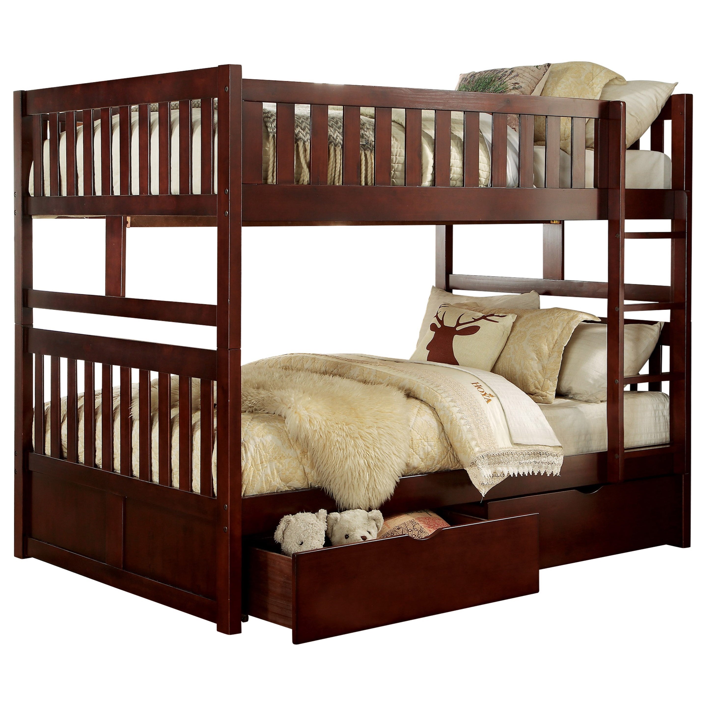 Homelegance Rowe Casual Full Over Full Bunk Bed With Storage